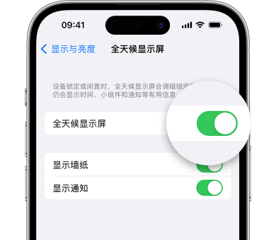 阿克苏苹果15预约维修分享iPhone15如何设置全天候显示屏幕可见 