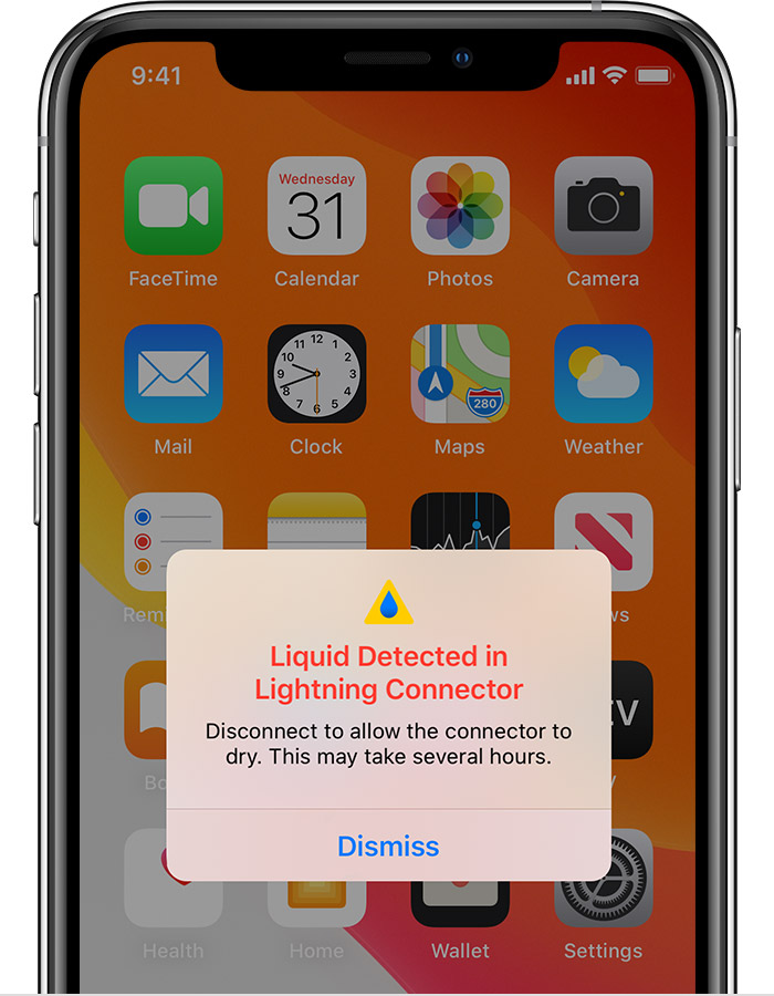 阿克苏苹果手机维修分享iPhone 12 在充电时出现 “闪电接口检测到液体”的提示怎么办 