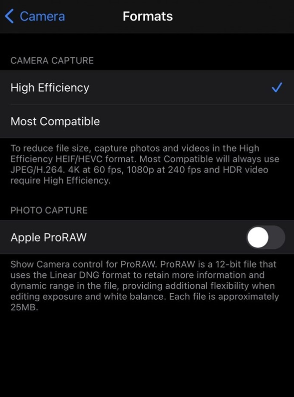 阿克苏苹果手机维修分享如何为 iPhone 12 Pro/Max 启用 ProRAW 照片格式 